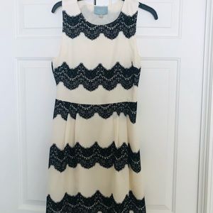 White with black lace cocktail dress